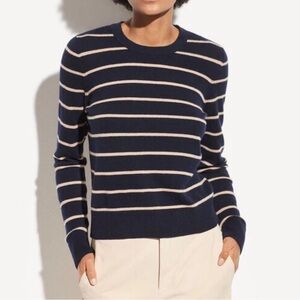 VINCE 100% CASHMERE STRIPED OVERLAY WOMEN SWEATER M